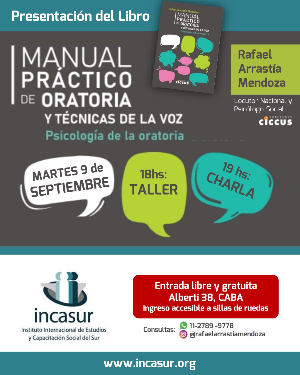 Presentación del nuevo libro de Rafael Arrastia Mendoza en INCASUR